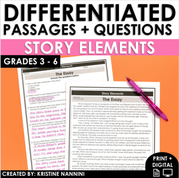 Reading Comprehension Passages and Questions Story Elements Plot ...