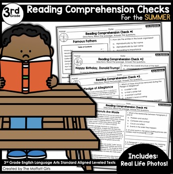 Preview of Reading Comprehension Passages and Questions Summer-3rd Grade