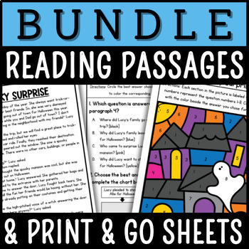 Preview of 3rd Grade Reading Passages with Comprehension Question Worksheets Growing Bundle