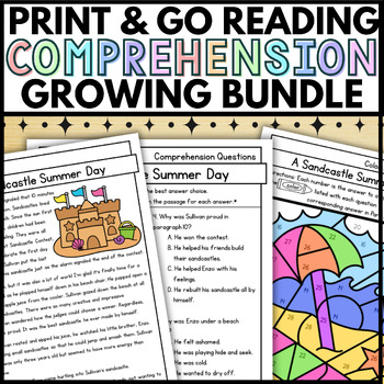 Preview of 3rd Grade Reading Passages with Comprehension Question Worksheets Growing Bundle