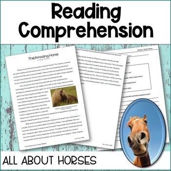 Preview of Reading Comprehension Passages and Questions for 4th Grade All About Horses