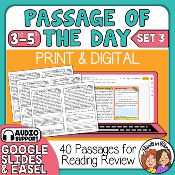 Preview of Reading Comprehension Passages for Close Reading - Print & Digital + Audio Set 3