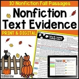 Finding Text Evidence Fall Nonfiction Reading Comprehensio