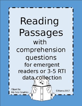 Preview of Reading Comprehension Passages for RTI data collection