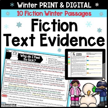 Preview of Winter Reading Comprehension for Finding Text Evidence - Fiction Passages