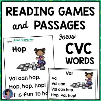 Preview of Kindergarten CVC Word Phonics Worksheets, Passages & Reading Comprehension Games