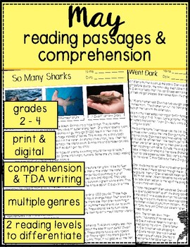 Preview of Reading Comprehension Passages with Questions - May Leveled Passages