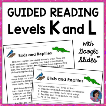 Preview of 2nd Grade Reading Comprehension Passages & Questions Guided Reading Levels K & L
