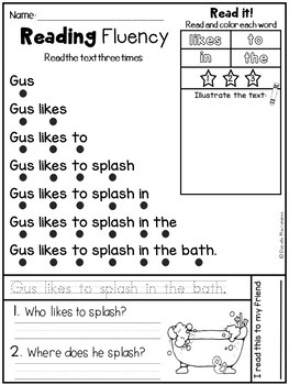 Reading Comprehension Passsages- Fluency Phrases {CVC SET} | TpT