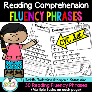 Preview of CVC Reading Comprehension Passages | Fluency Phrases