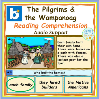 Preview of Pilgrims & the Wampanoag  Non-Fiction Primary  (BOOM CARDS with Audio)