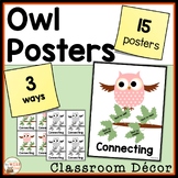 Reading Comprehension Poster Set Owl Classroom Decor Cause