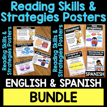 Preview of Reading Comprehension Posters BUNDLE - SPANISH & ENGLISH