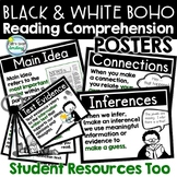 Reading Comprehension Posters in 2 Sizes Black and White B