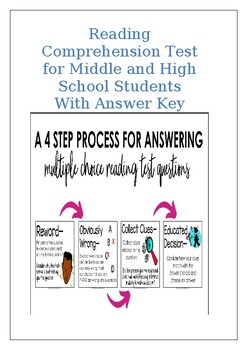 Preview of Reading Comprehension Practice Test for Middle and High School Students
