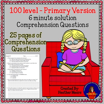 Preview of Reading Comprehension 100 level Primary 6 minute solution passage questions