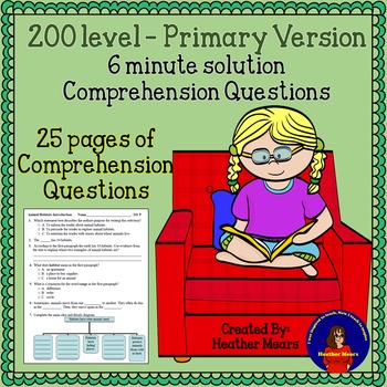 Preview of Reading Comprehension 200 level Primary 6 minute solution questions