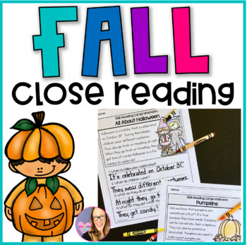 Close Reading Prehension Printable Worksheets Fall By