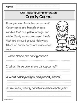 Close Reading Comprehension Printable Worksheets- Fall by ...