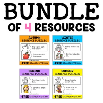 Preview of Reading Comprehension Activity Puzzles Bundle + FREE Spanish