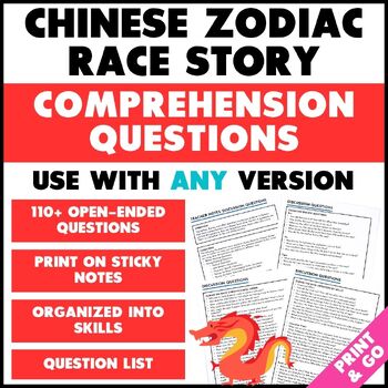 Preview of Reading Comprehension Questions ANY Zodiac Race Story - Chinese New Year 2024