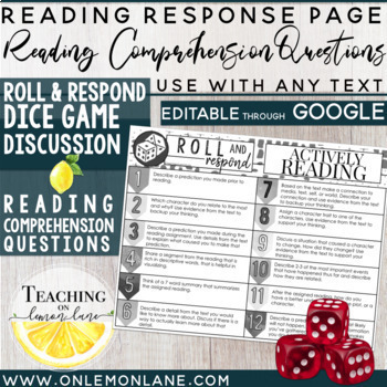 Preview of Reading Comprehension Questions Any Book or Novel | Distance Learning Google 
