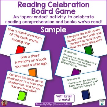 Preview of Reading Comprehension Questions for Any Book Celebration Sample Cards