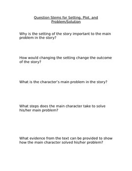 Preview of Reading Comprehension Questions for Fiction Texts