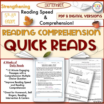 Preview of Reading Comprehension Quick Reads {September}