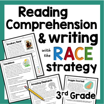 Preview of Reading Comprehension Passages & Questions w/ RACE strategy practice worksheets