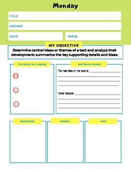 Preview of Reading Comprehension - Reading Log - Daily Activity, Packet - SSR