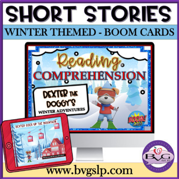 Preview of WH Questions SHORT Stories Winter Adventures - Comprehension BOOM CARDS