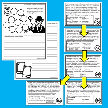 Reading Comprehension Scavenger Hunt: Detective Mystery Choose Your Path