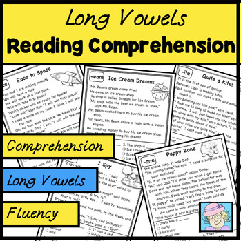 Preview of Reading Comprehension Passages and Questions First Second Grade Long Vowels