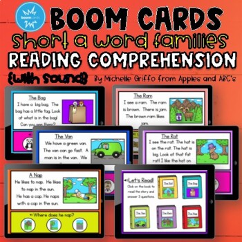 Preview of Reading Comprehension Short A Word Family Boom Cards