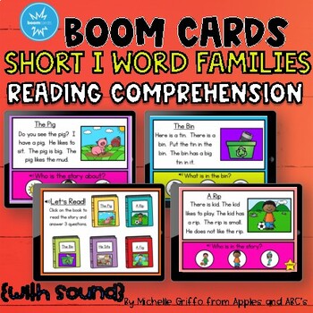 Preview of Reading Comprehension Short I Word Family Boom Cards