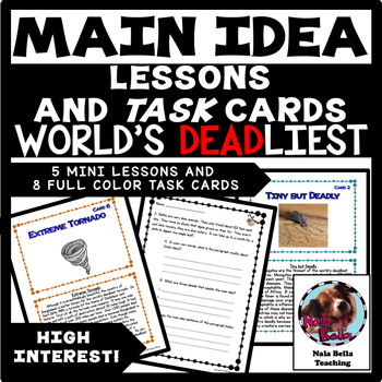 Preview of Main Idea Task Cards and Mini Lessons