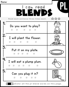 Reading Comprehension Skills - L BLENDS Simple Sentences ...