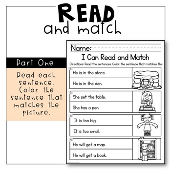 Reading Comprehension Skills - Read and Match [I Can Read] by Kaitlynn ...