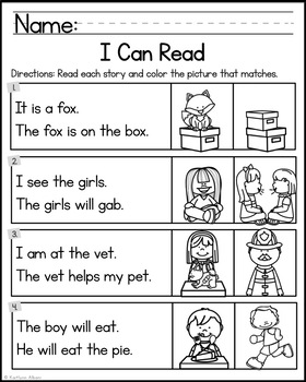 Reading Comprehension Skills - Read and Match [I Can Read] by Kaitlynn ...