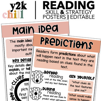 Preview of Reading Comprehension Skills and Strategies Posters and Editable Anchor Charts
