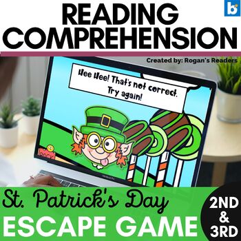 Preview of Reading Comprehension St. Patrick's Day Digital Escape Room BOOM™ Cards