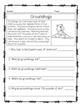 reading comprehension stories wh questions february tpt