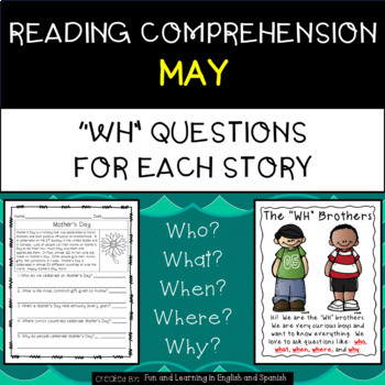 Preview of Reading Comprehension & "WH" Questions{May} (w/digital option) Distance Learning