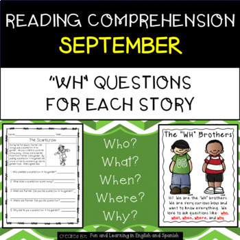 Preview of Reading Comprehension & "WH" Questions{Sep} (w/digital option) Distance Learning