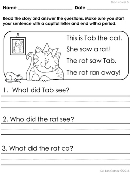 Reading Comprehension Stories for Emergent Readers - Short Vowel Pack