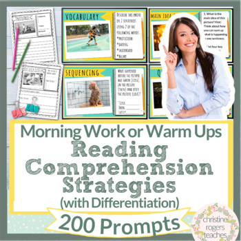 Preview of Reading Comprehension Strategies Digital Resources Morning Work Picture of Day