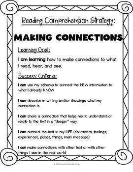 Reading Comprehension Strategies: Learning Goals and Success Criteria