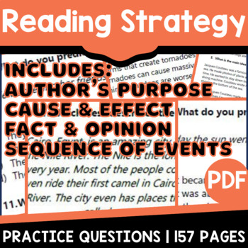 Preview of Reading Comprehension Strategies Passages Bundle Author's Purpose Fact Opinion