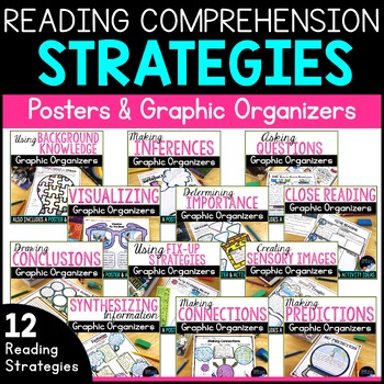 Preview of Reading Comprehension Strategies Posters, Graphic Organizers Response Bundle